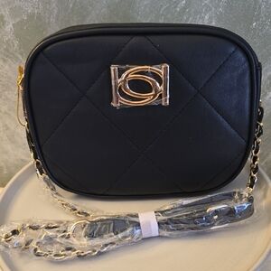 Bebe Gio Square Crossbody Quited Bag, Gold Chain Strap NWT